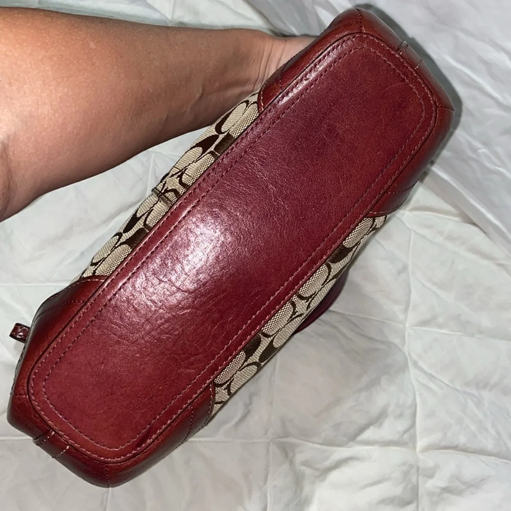 Coach Authentic Hobo Handbag Canvas Leather Brown F12328